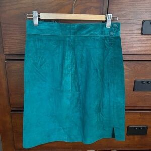 Teal Suede A-Line Skirt